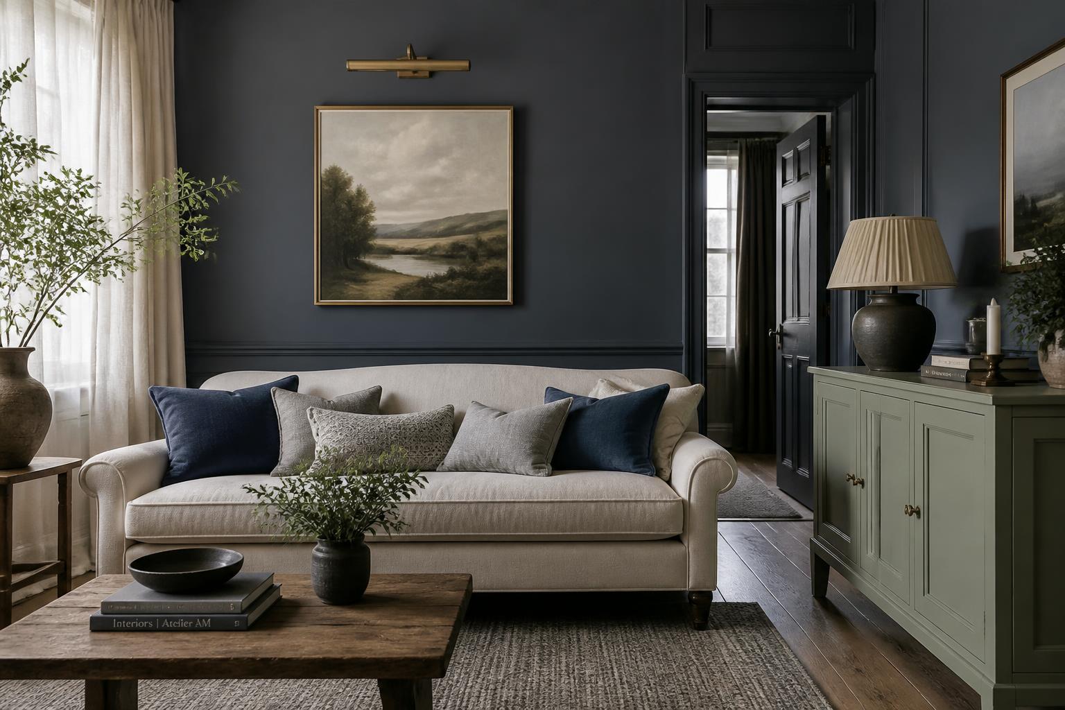 A calm, tidy living room in a Surrey family home